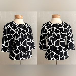 CHIC MICHAEL KORS BLACK & WHITE GIRAFFE ANIMAL PRINT JACKET BLAZER SIZE SMALL